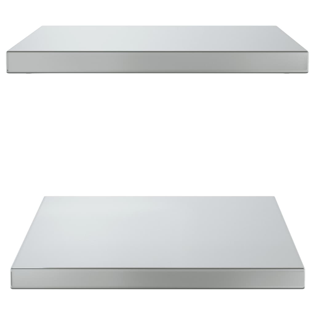 Vegghyller 2 stk 50x40x3 cm sølv rustfritt stål