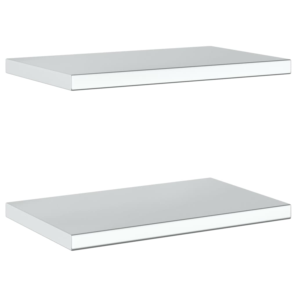Vegghyller 2 stk 50x30x3 cm sølv rustfritt stål
