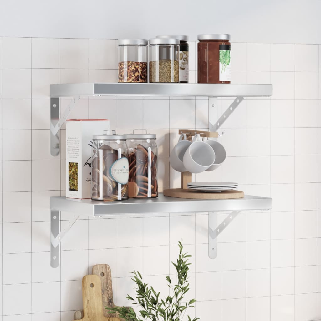 Vegghyller 2 stk 50x30 cm sølv rustfritt stål