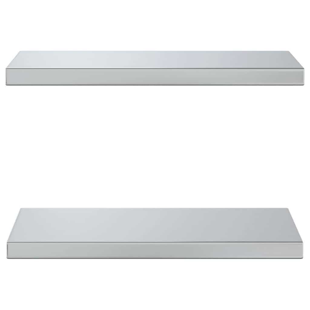 Vegghyller 2 stk 50x23,5x3 cm sølv rustfritt stål