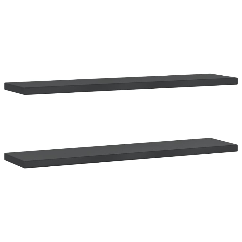 Vegghyller 2 stk 100x23,5x3 cm svart rustfritt stål