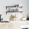 Vegghyller 2 stk 100x23,5x3 cm svart rustfritt stål