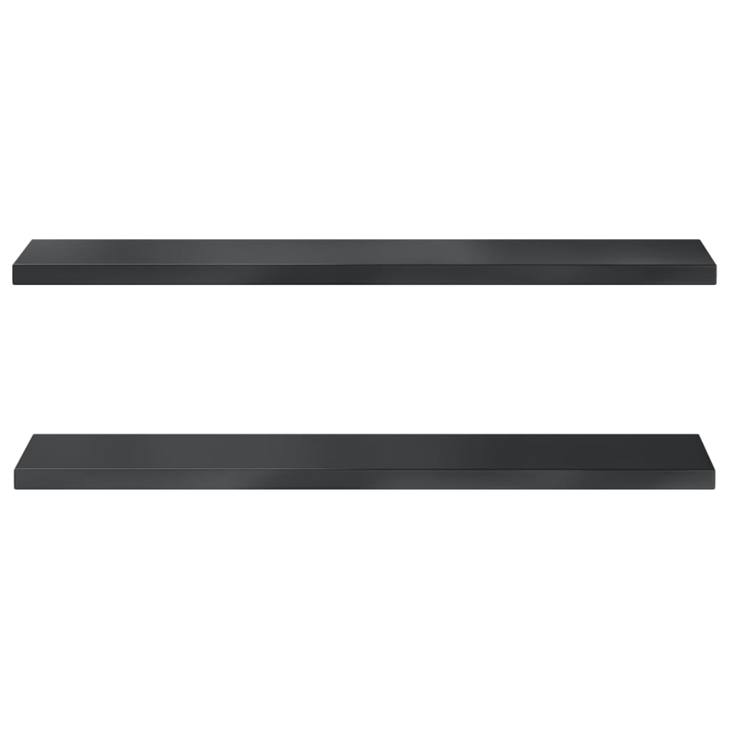 Vegghyller 2 stk 100x23,5x3 cm svart rustfritt stål