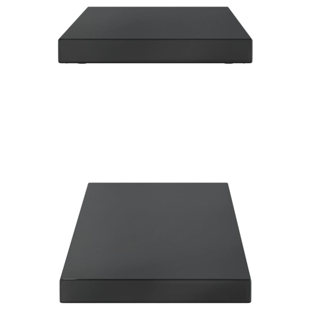 Vegghyller 2 stk 100x23,5x3 cm svart rustfritt stål