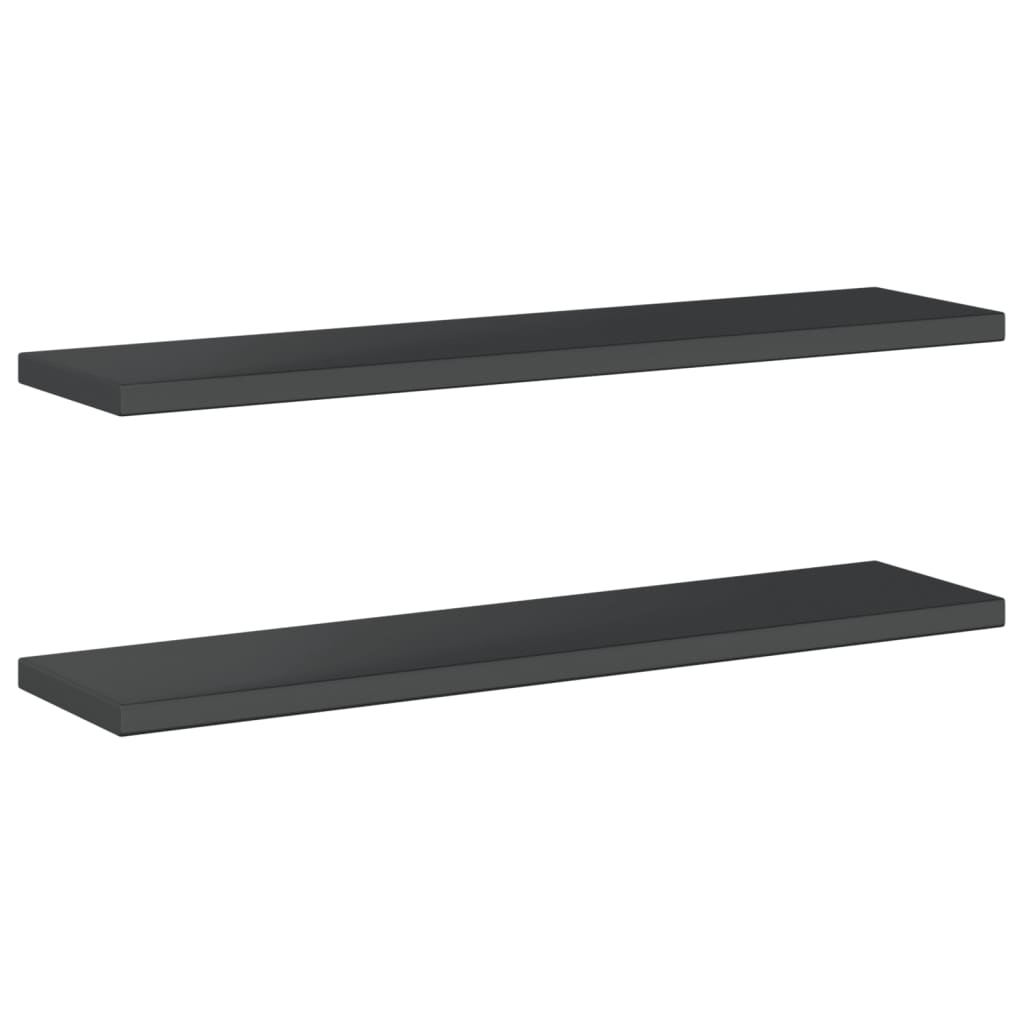 Vegghyller 2 stk 100x23,5x3 cm svart rustfritt stål