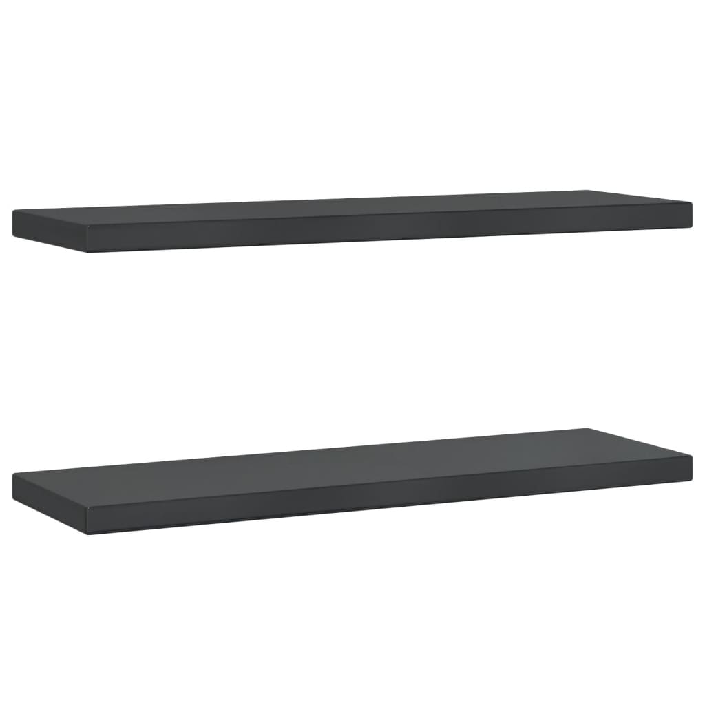 Vegghyller 2 stk 75x23,5x3 cm svart rustfritt stål