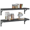 Vegghyller 2 stk 75x23,5x3 cm svart rustfritt stål