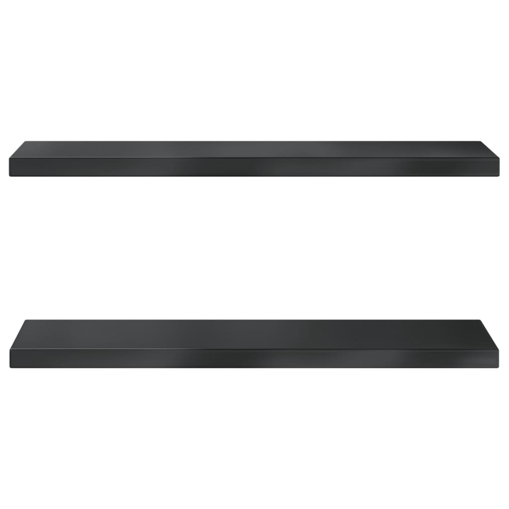 Vegghyller 2 stk 75x23,5x3 cm svart rustfritt stål