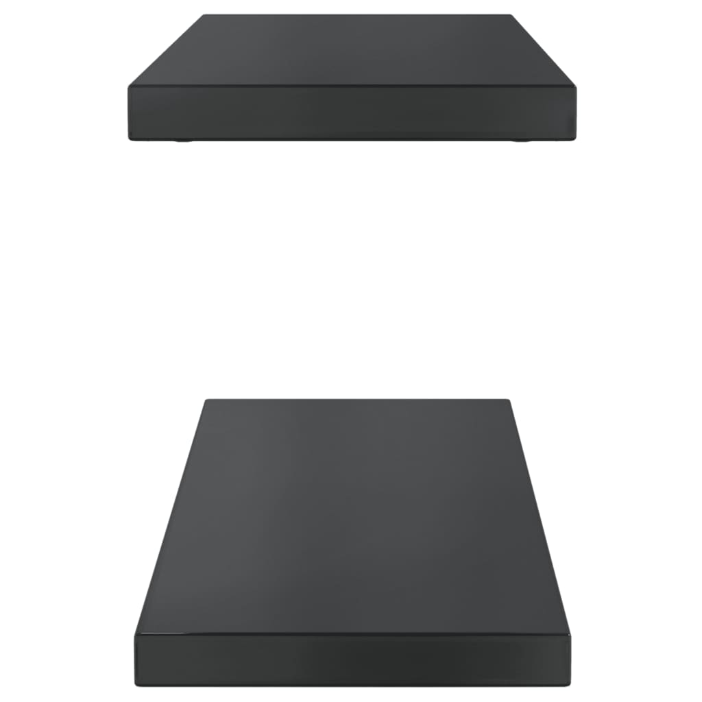 Vegghyller 2 stk 75x23,5x3 cm svart rustfritt stål