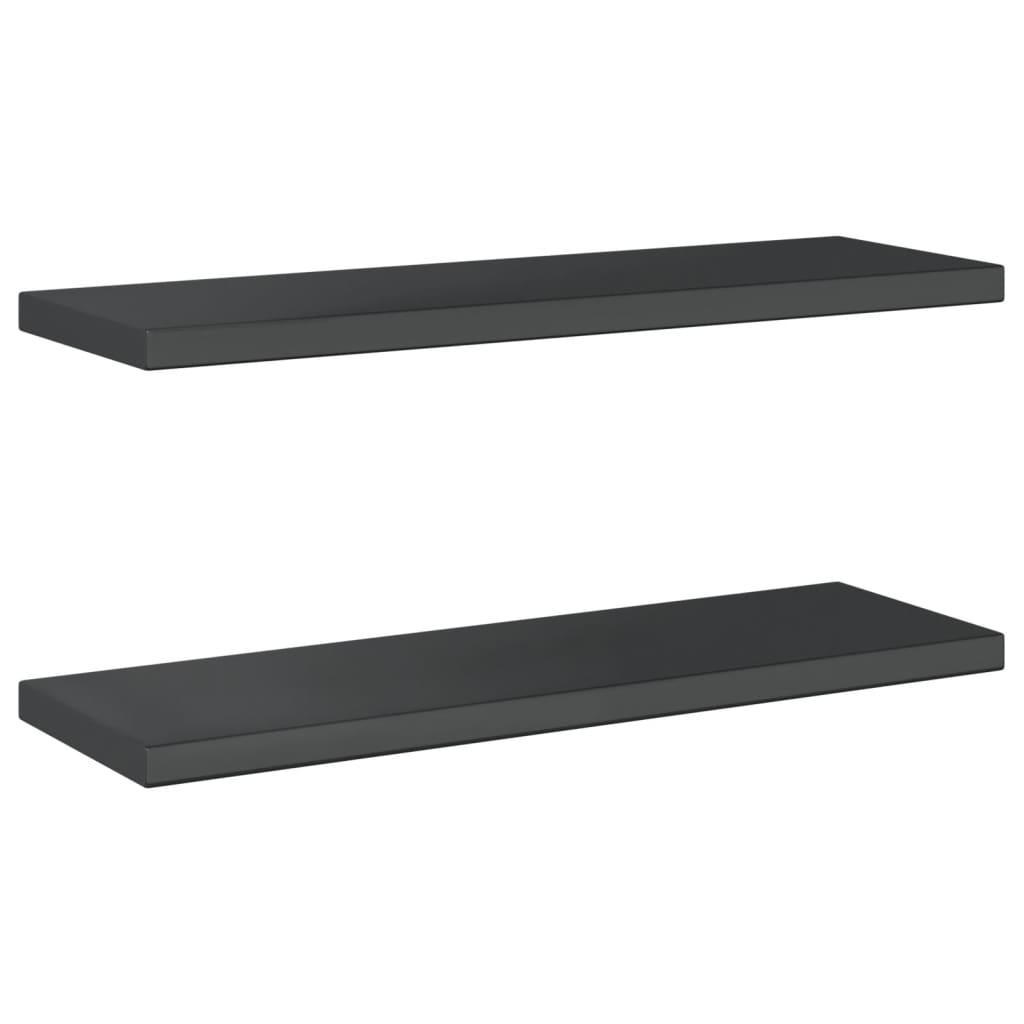 Vegghyller 2 stk 75x23,5x3 cm svart rustfritt stål