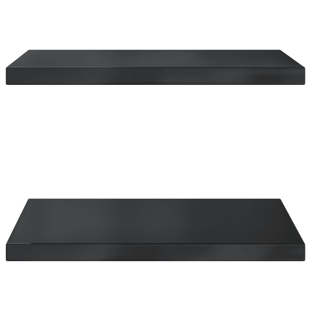 Vegghyller 2 stk 50x40x3 cm svart rustfritt stål
