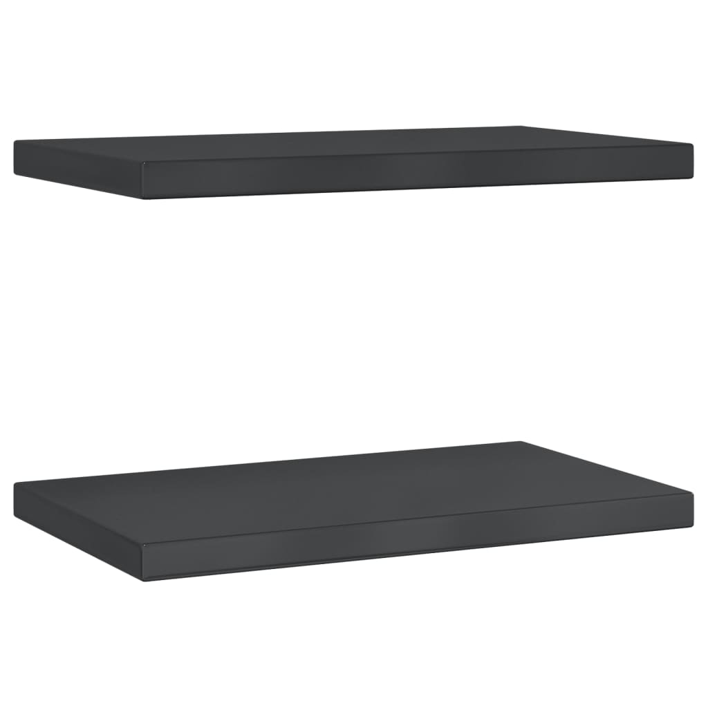 Vegghyller 2 stk 50x30x3 cm svart rustfritt stål