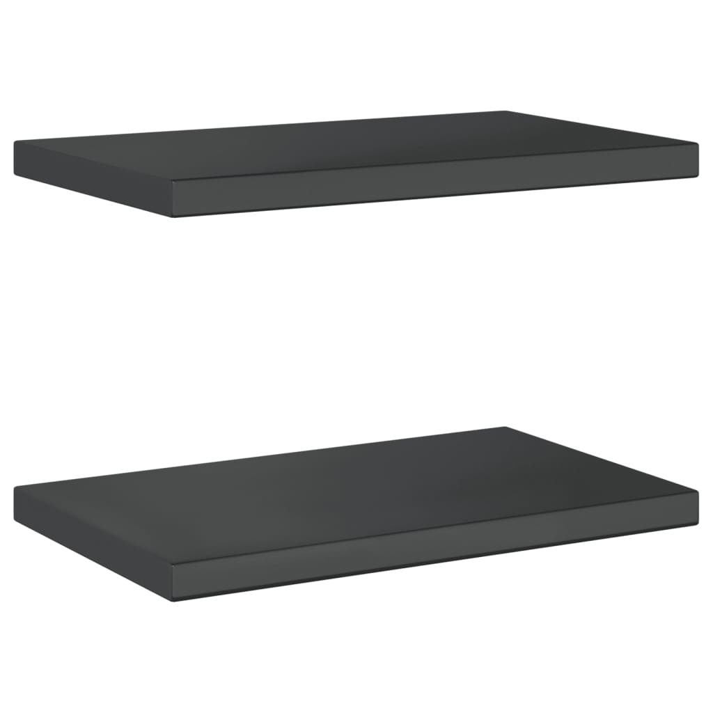 Vegghyller 2 stk 50x30x3 cm svart rustfritt stål