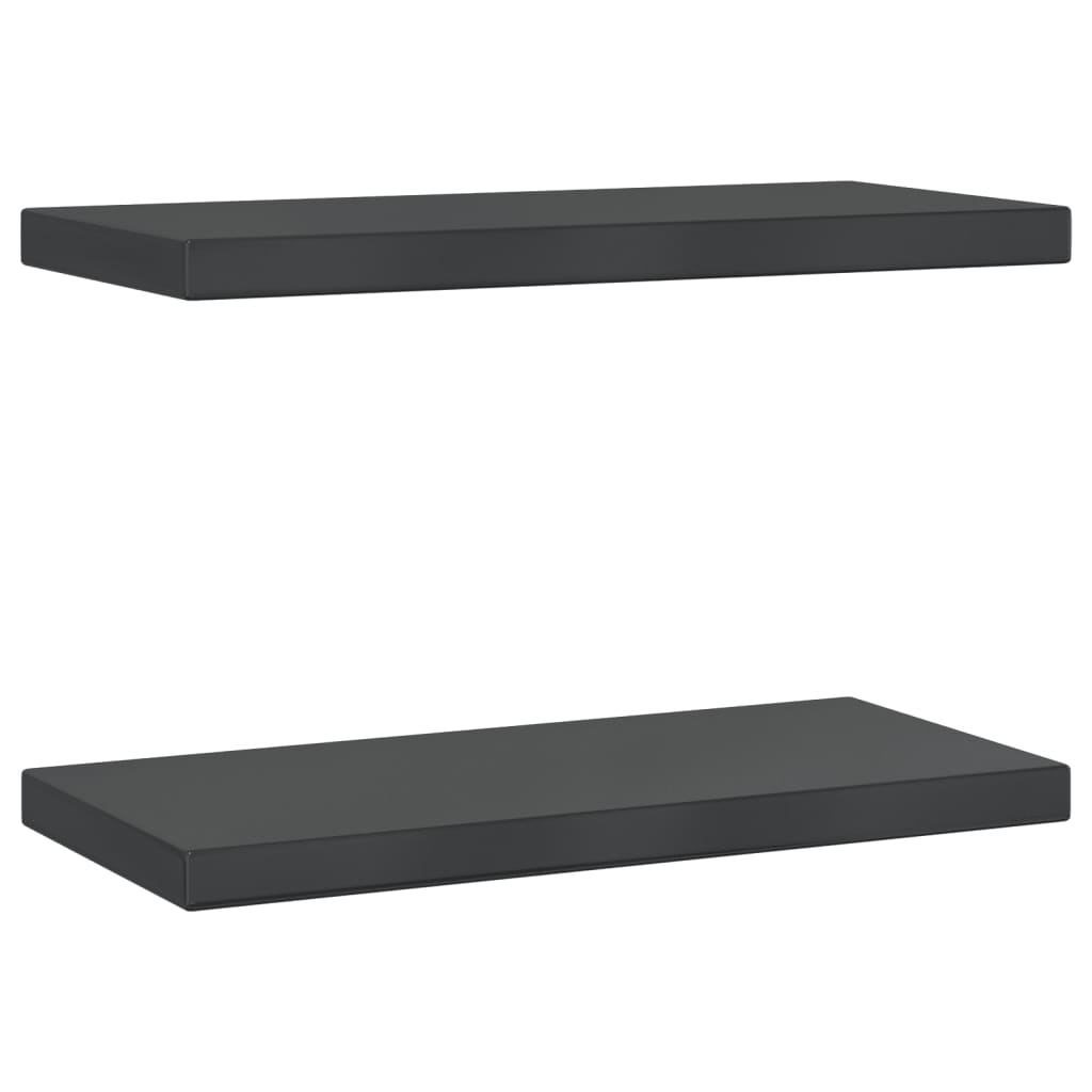 Vegghyller 2 stk 50x23,5x3 cm svart rustfritt stål