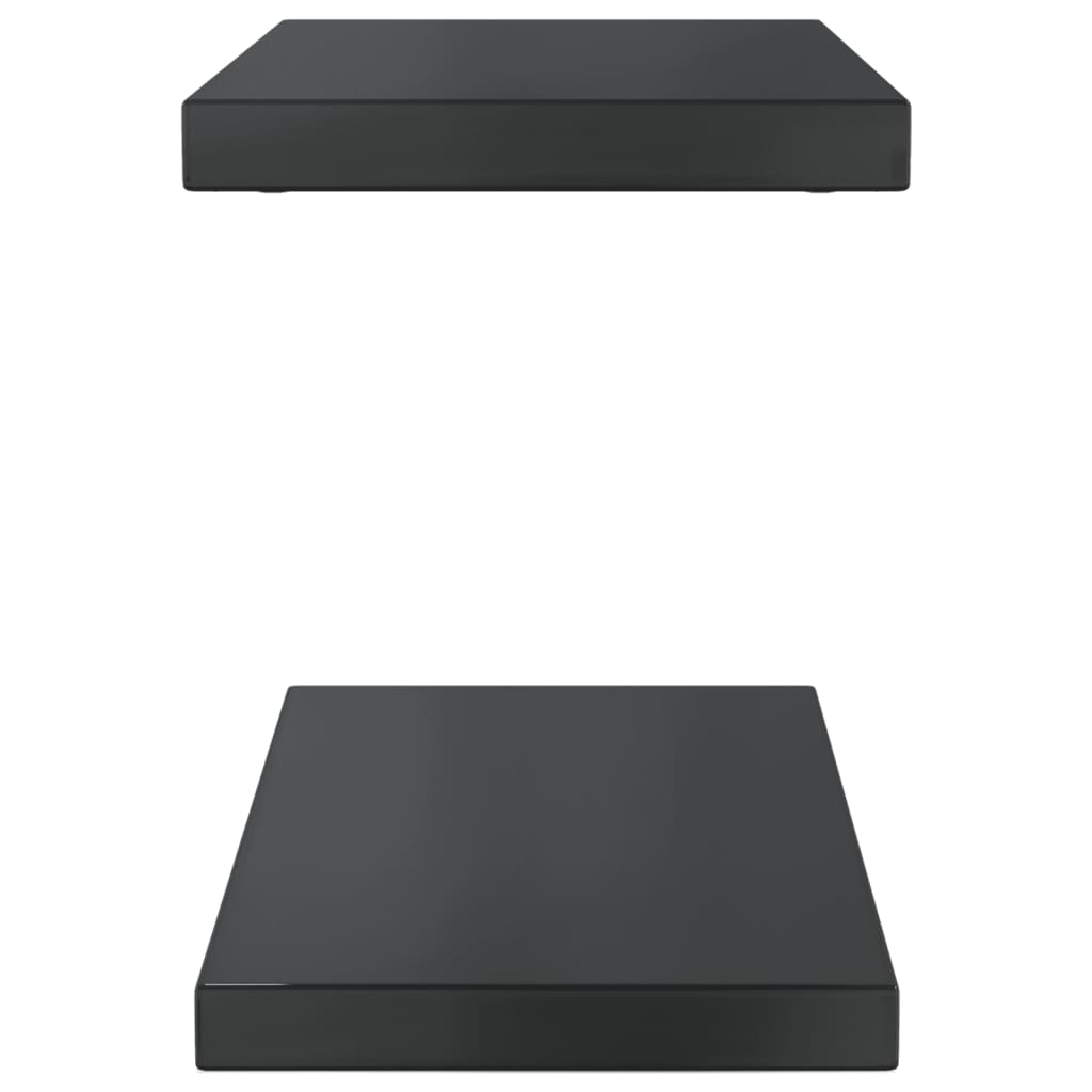 Vegghyller 2 stk 50x23,5x3 cm svart rustfritt stål