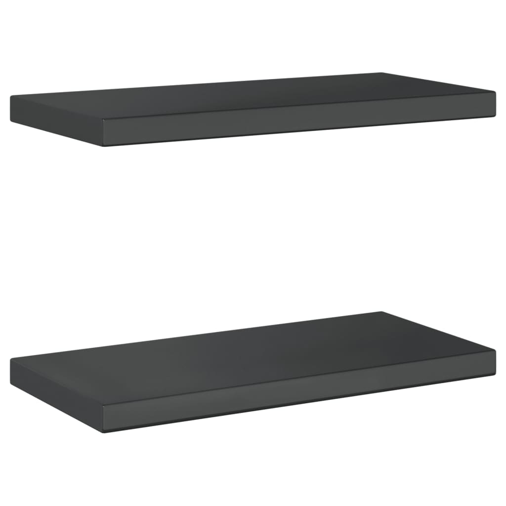 Vegghyller 2 stk 50x23,5x3 cm svart rustfritt stål