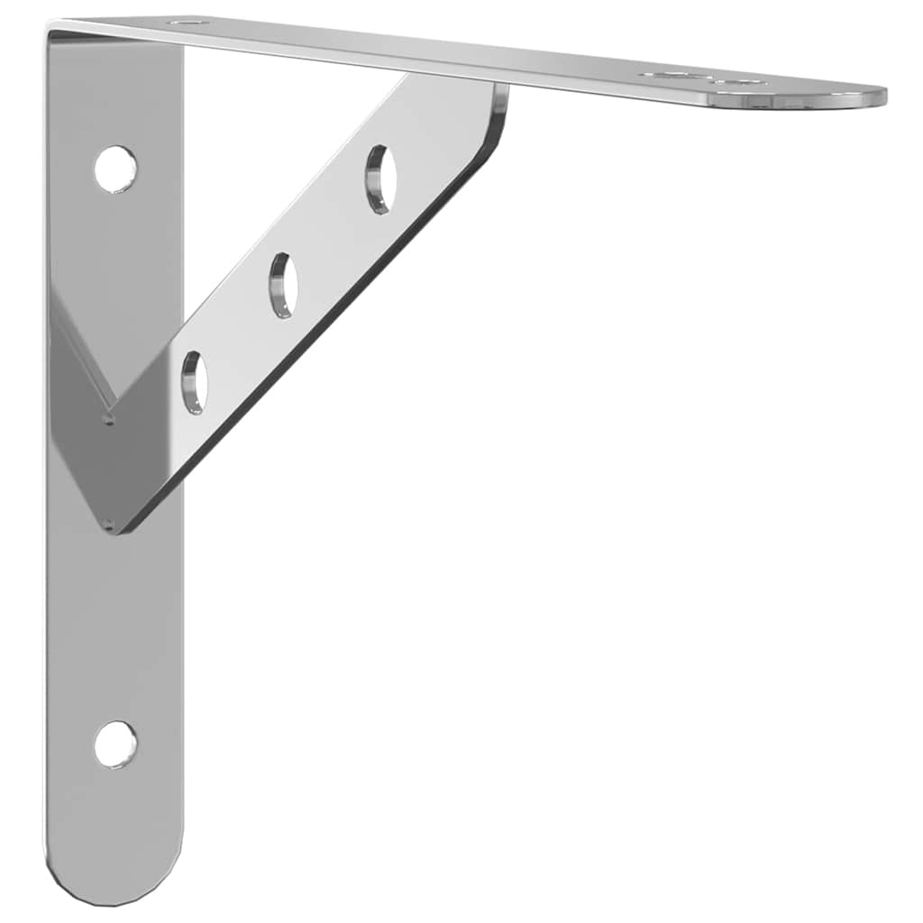 Hyllebraketter 4 stk 23,5x2,5x15,5 cm sølv rustfritt stål