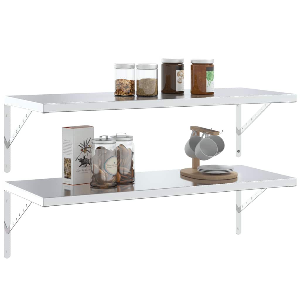 Hyllebraketter 4 stk 40x2,5x25 cm sølv rustfritt stål vidaXL