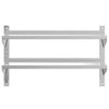 Vegghylle 2 etasjer 100x30x60 cm sølv rustfritt stål