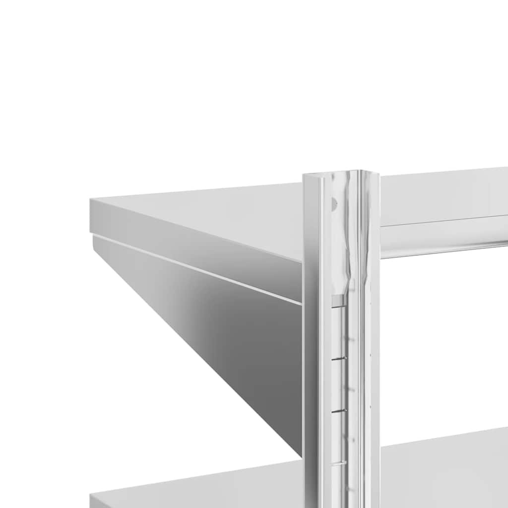 Vegghylle 2 etasjer 100x30x60 cm sølv rustfritt stål