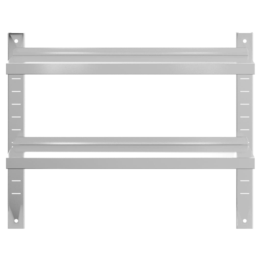 Vegghylle 2 etasjer 75x23,5x60 cm sølv rustfritt stål