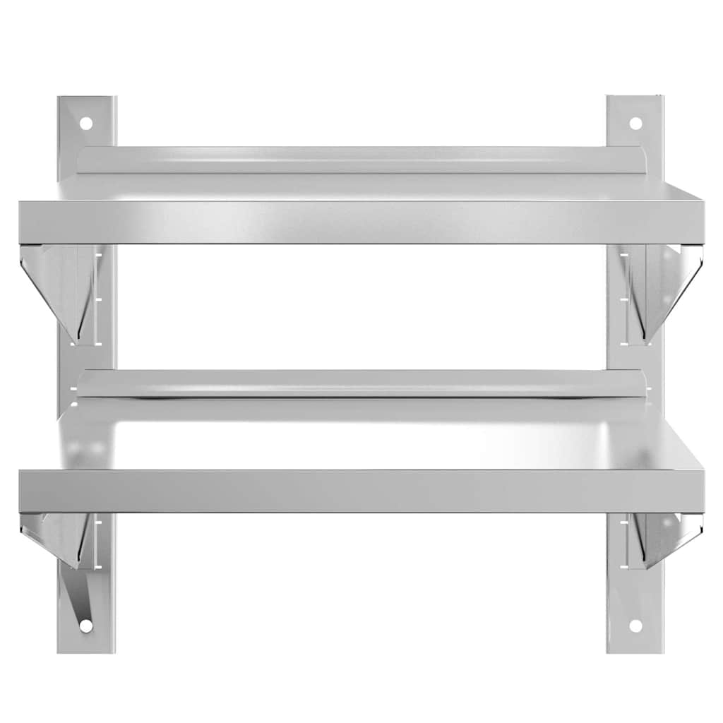 Vegghylle 2 etasjer 50x40x48 cm sølv rustfritt stål
