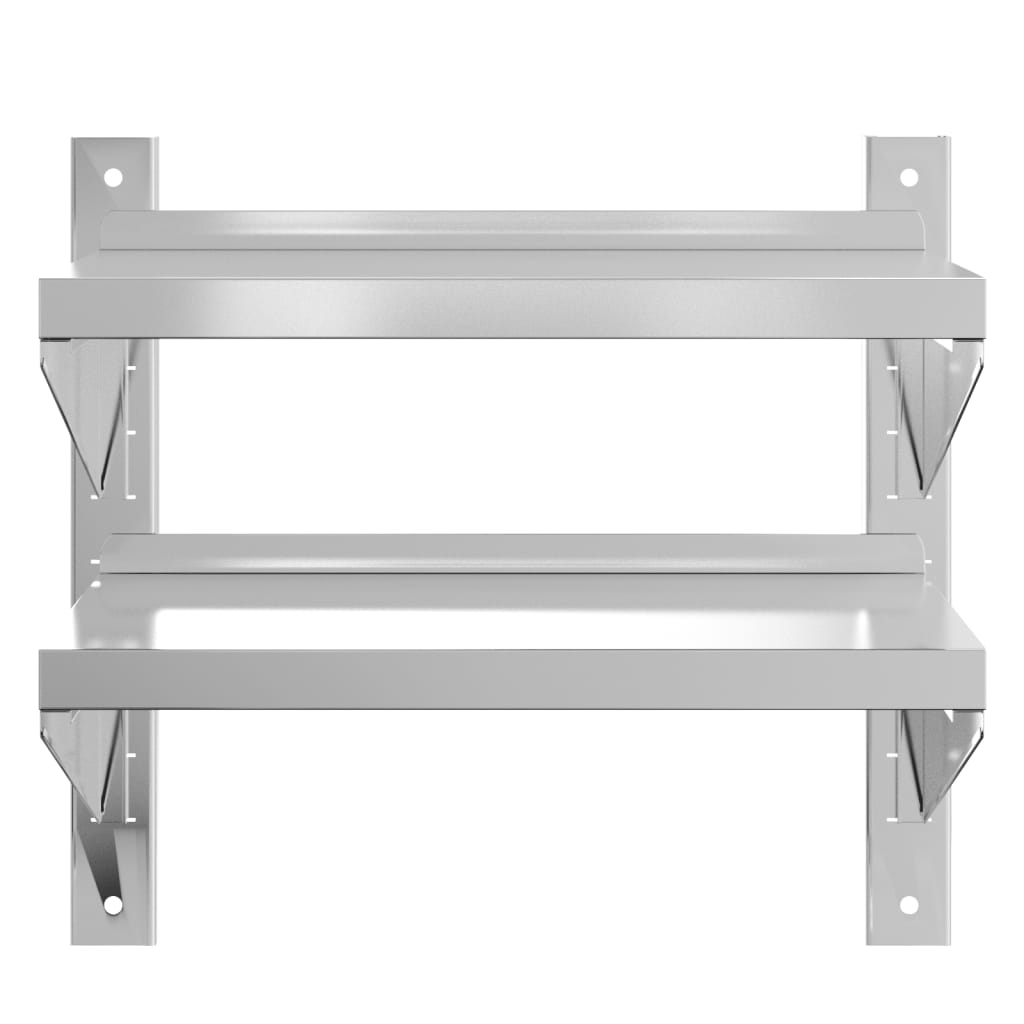 Vegghylle 2 etasjer 50x30x48 cm sølv rustfritt stål