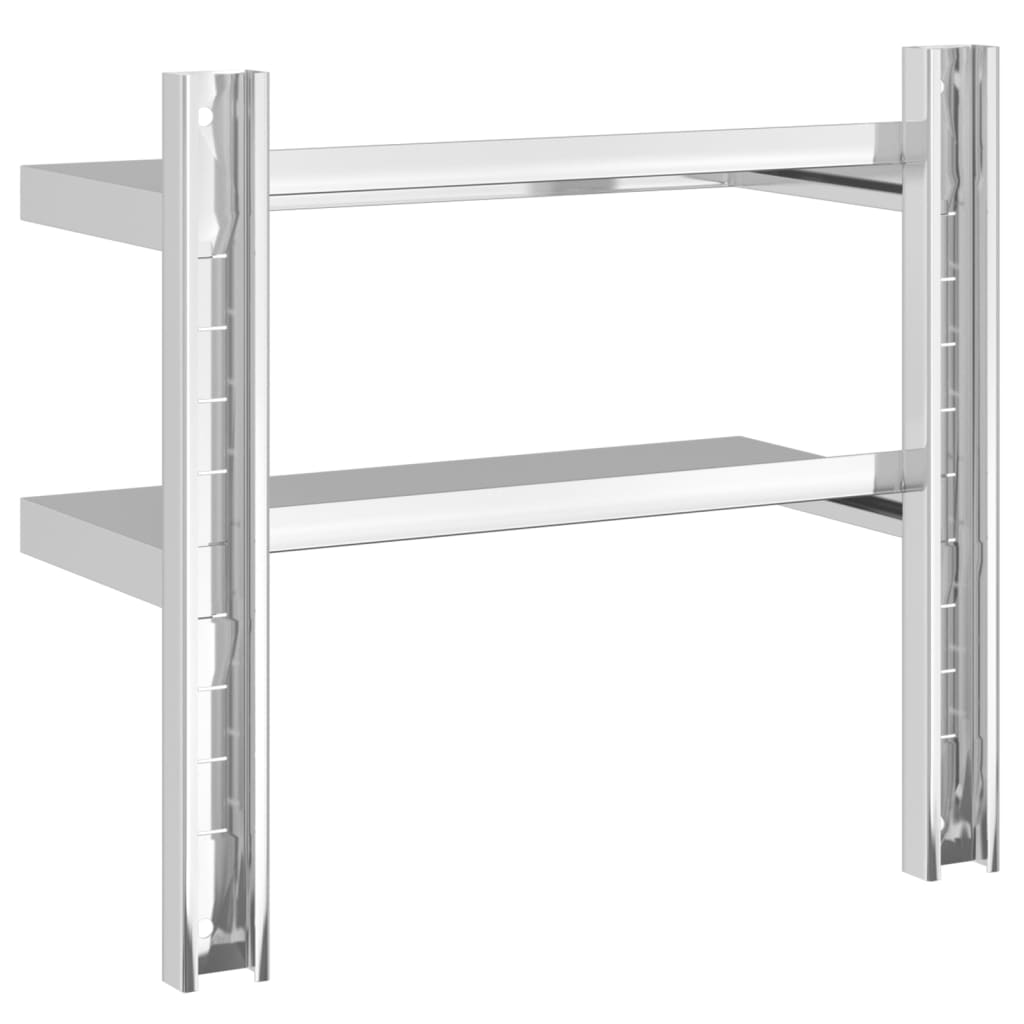 Vegghylle 2 etasjer 50x23,5x48 cm sølv rustfritt stål
