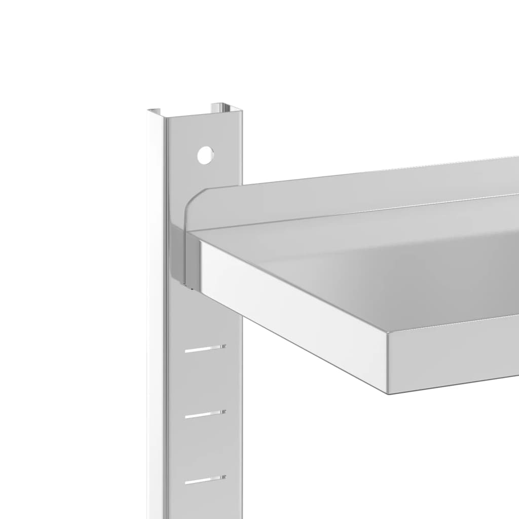 Vegghylle 2 etasjer 50x23,5x48 cm sølv rustfritt stål