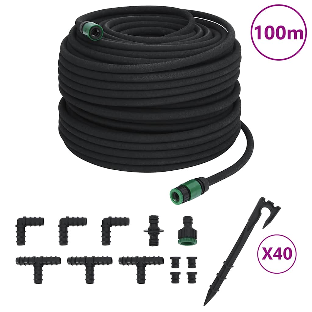 Dryppslange svart 0,6" 100 m gummi