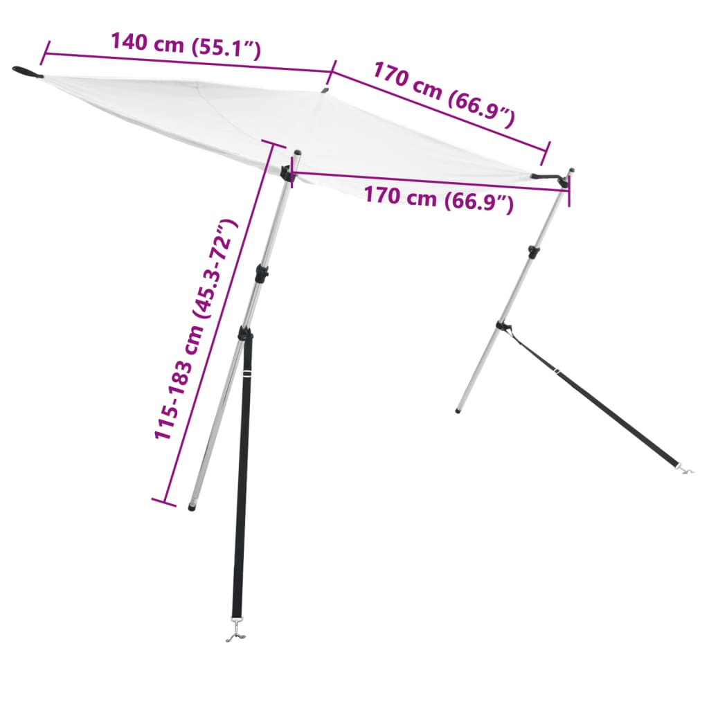 T-Top solskjermutvidelse hvit 170x170x(115-183) cm