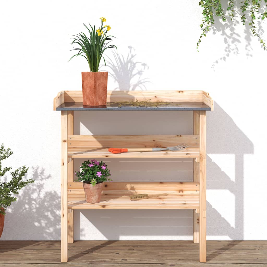 Plantebord med hyller 78x38x82,5 cm heltre gran vidaXL