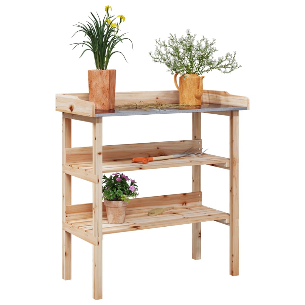 Plantebord med hyller 78x38x82,5 cm heltre gran vidaXL