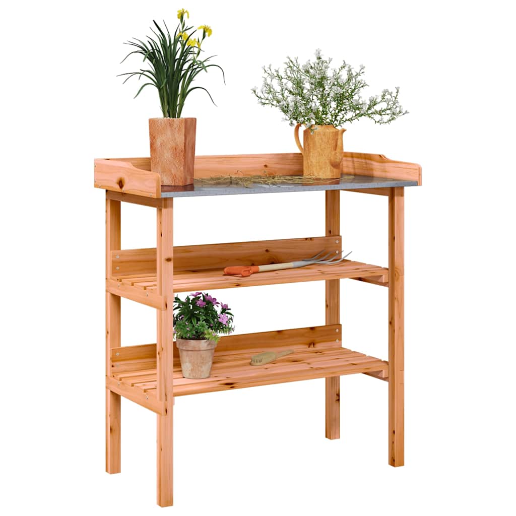 Plantebord med hyller brun 78x38x82,5 cm heltre gran vidaXL