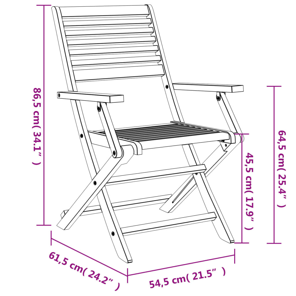 Sammenleggbare hagestoler 6 stk 54,5x61,5x86,5 cm heltre akasie