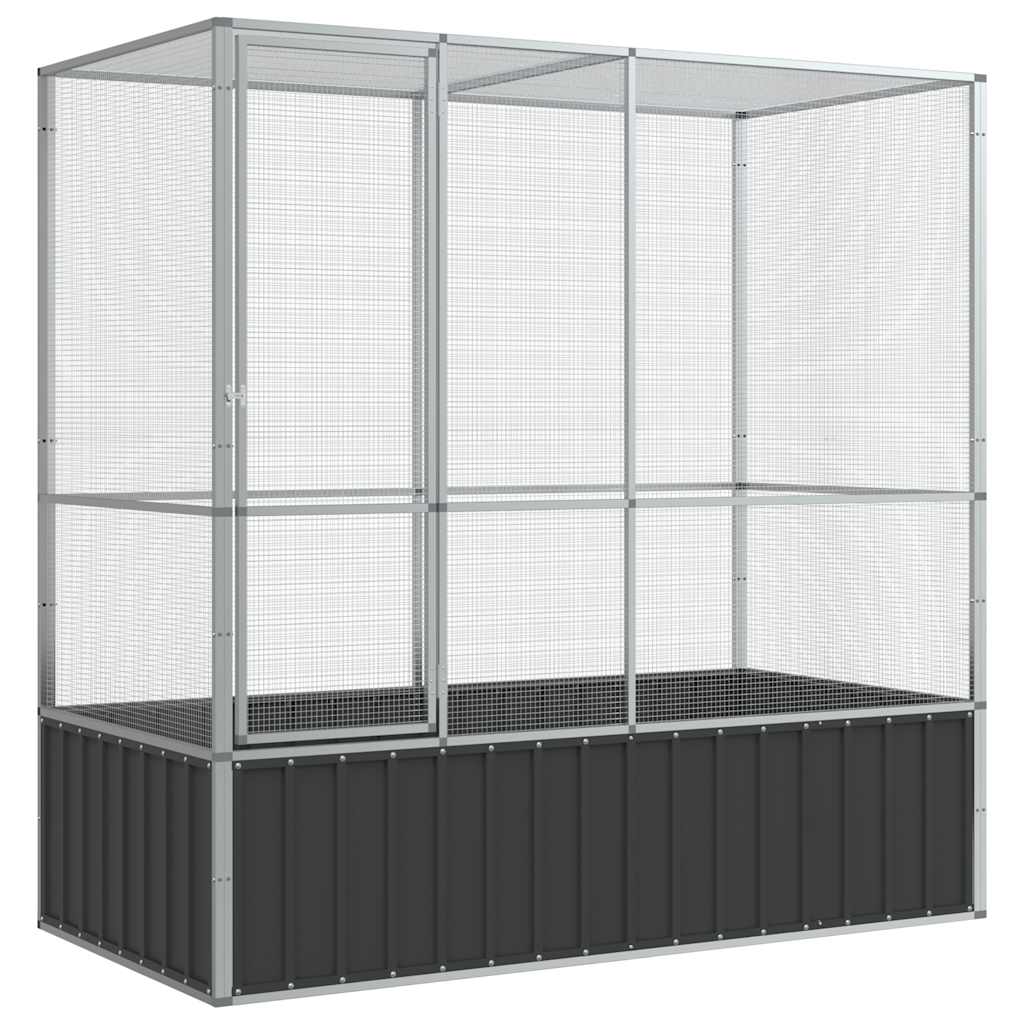 Voliere sølv 210,5x107x212 cm stål