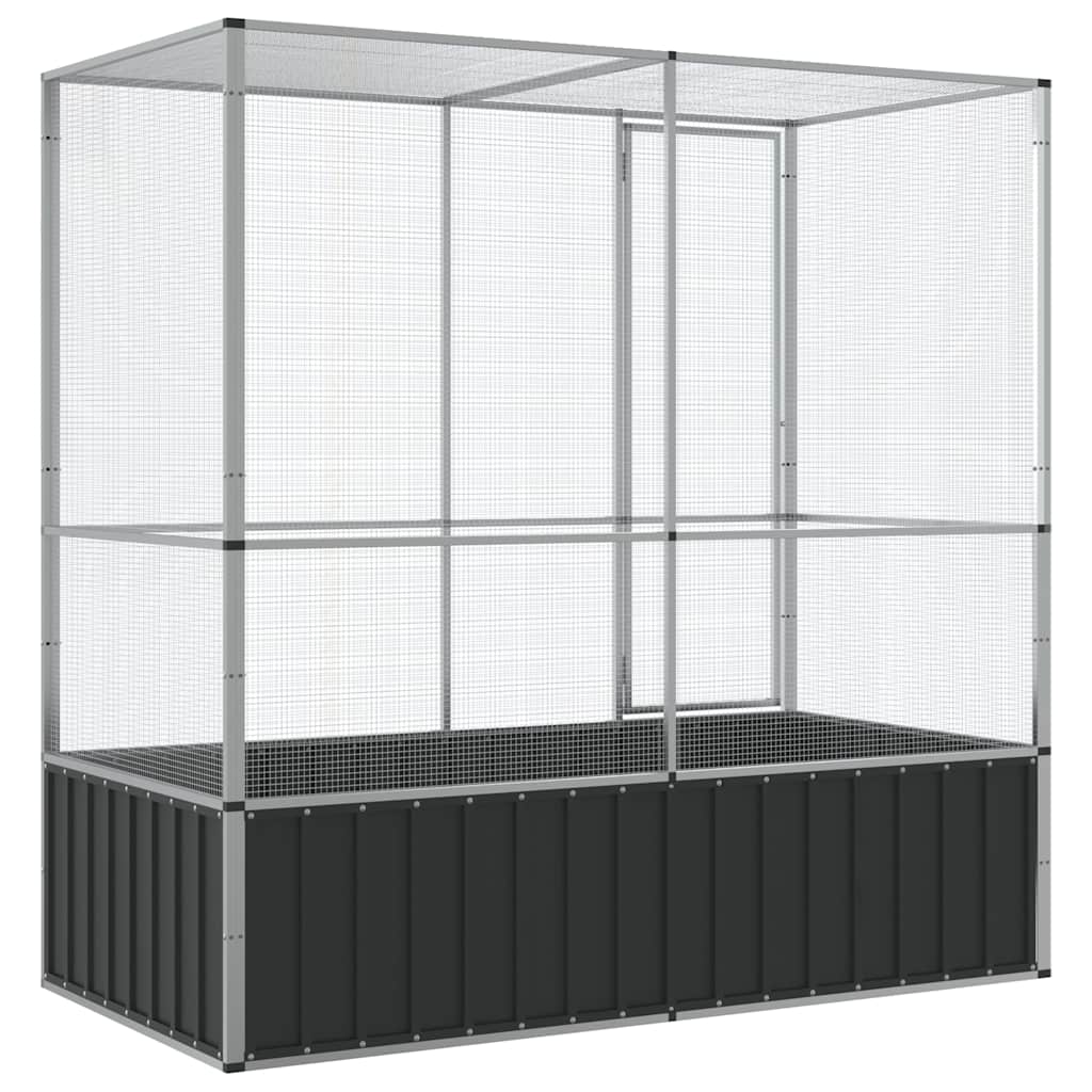 Voliere sølv 210,5x107x212 cm stål