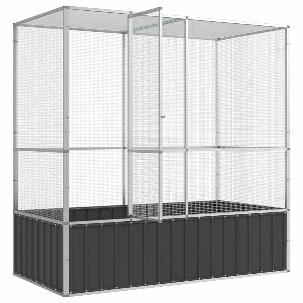 Voliere sølv 210,5x107x212 cm stål