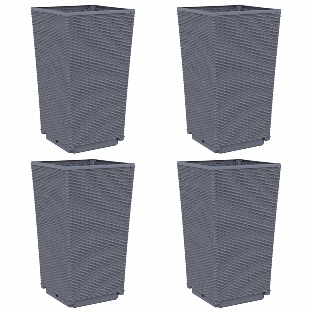 Plantekasser 4 stk blågrå 32,5x32,5x57 cm PP