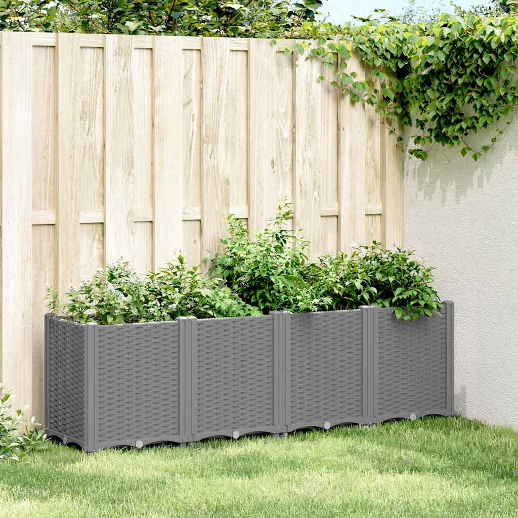 Plantekasse lysegrå 160x40x53 cm PP