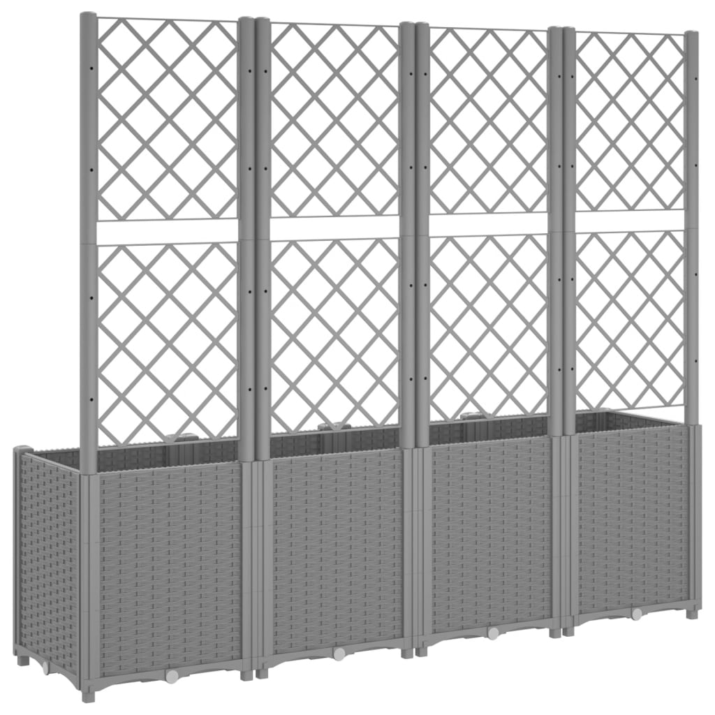 Plantekasse med espalier lysegrå 160x40x140 cm PP