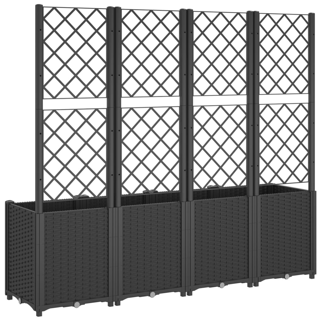 Plantekasse med espalier svart 160x40x140 cm PP