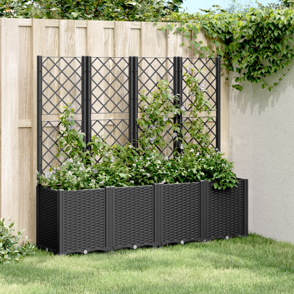 Plantekasse med espalier svart 160x40x140 cm PP