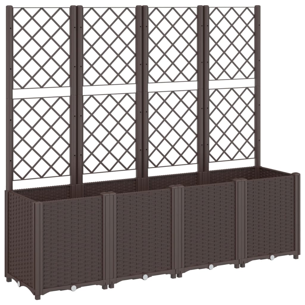 Plantekasse med espalier brun 160x40x140 cm PP