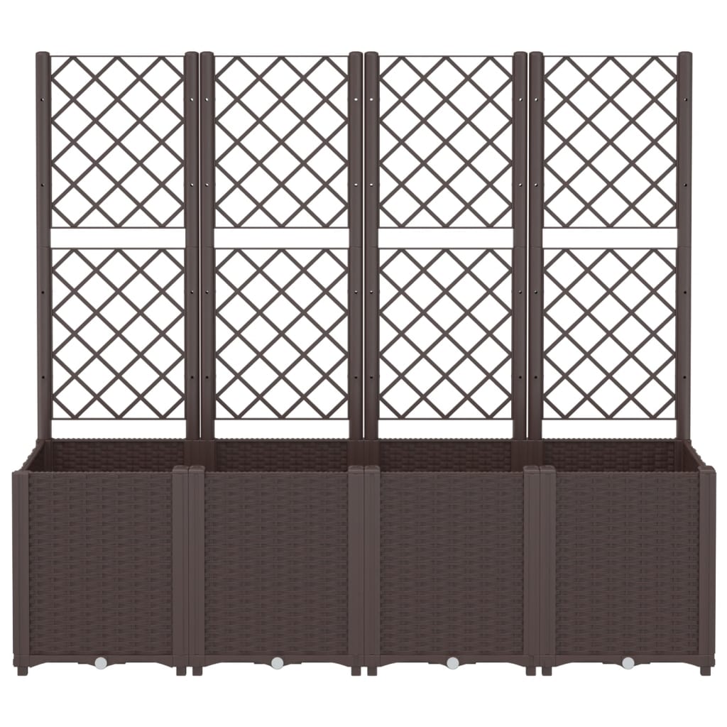 Plantekasse med espalier brun 160x40x140 cm PP
