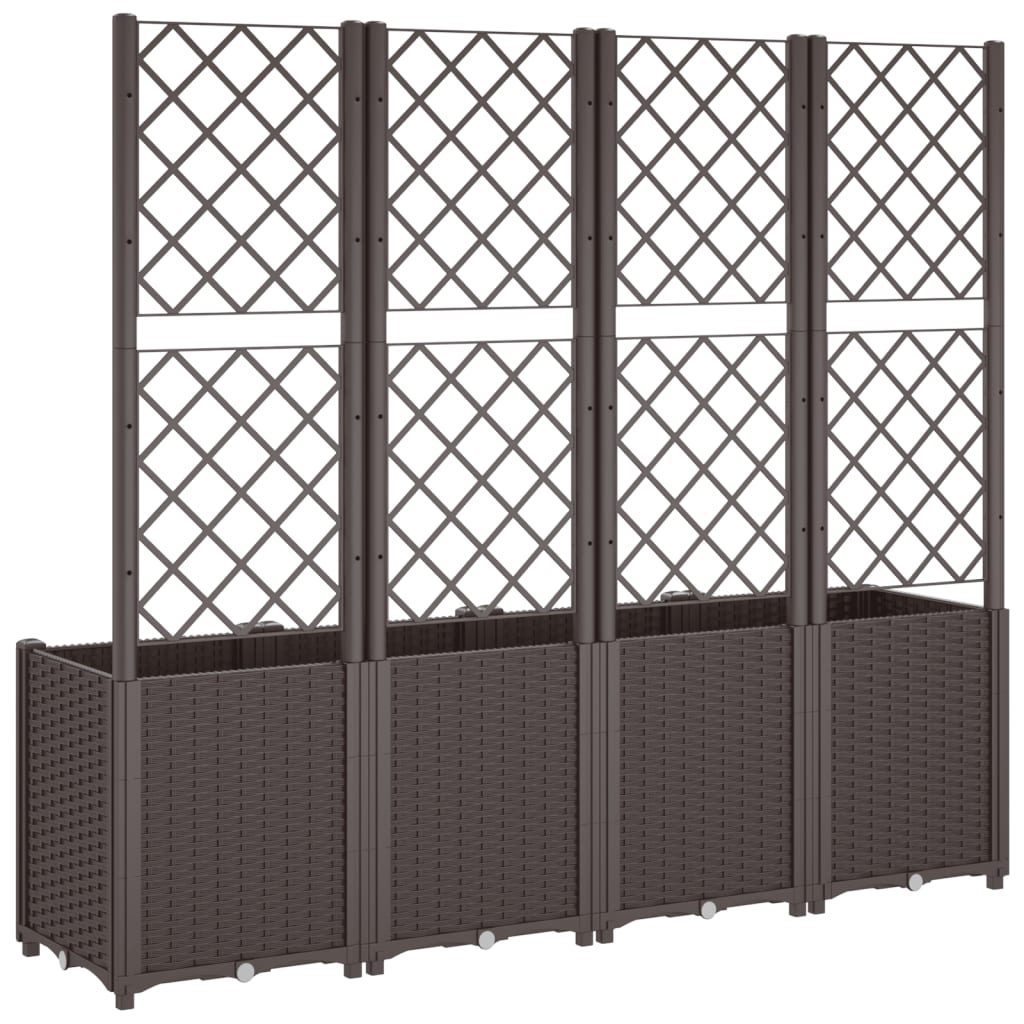 Plantekasse med espalier brun 160x40x140 cm PP