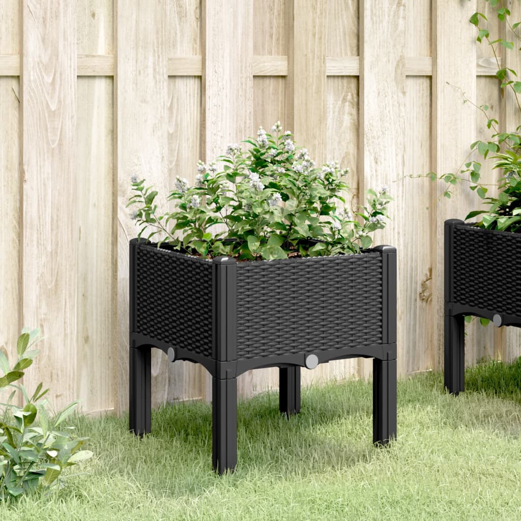 Plantekasse med ben svart 40x40x42 cm PP