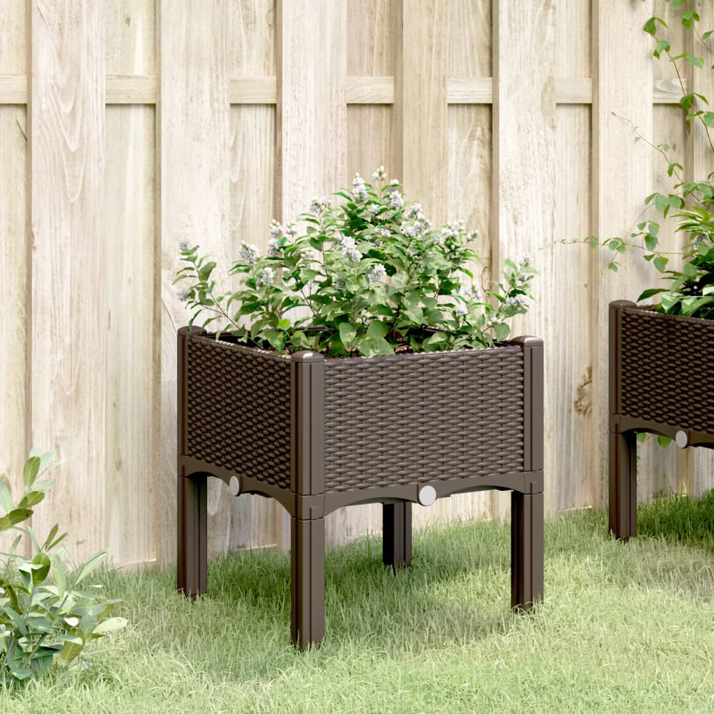Plantekasse med ben brun 40x40x42 cm PP