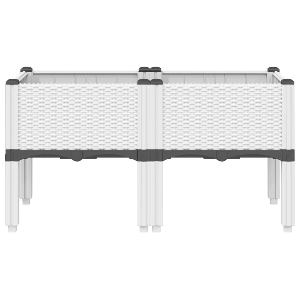 Plantekasse med ben hvit 80x40x42 cm PP
