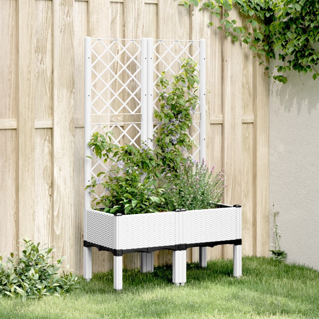 Plantekasse med espalier hvit 80x40x142 cm PP